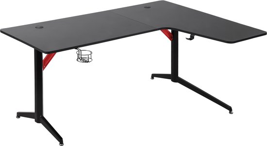 HOMCOM Gaming tafel PC tafel bureau met koptelefoonhaak bekerhouder 836-443