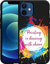 iPhone 12/12 Pro Hoesje Zwart Painting - Designed by Cazy