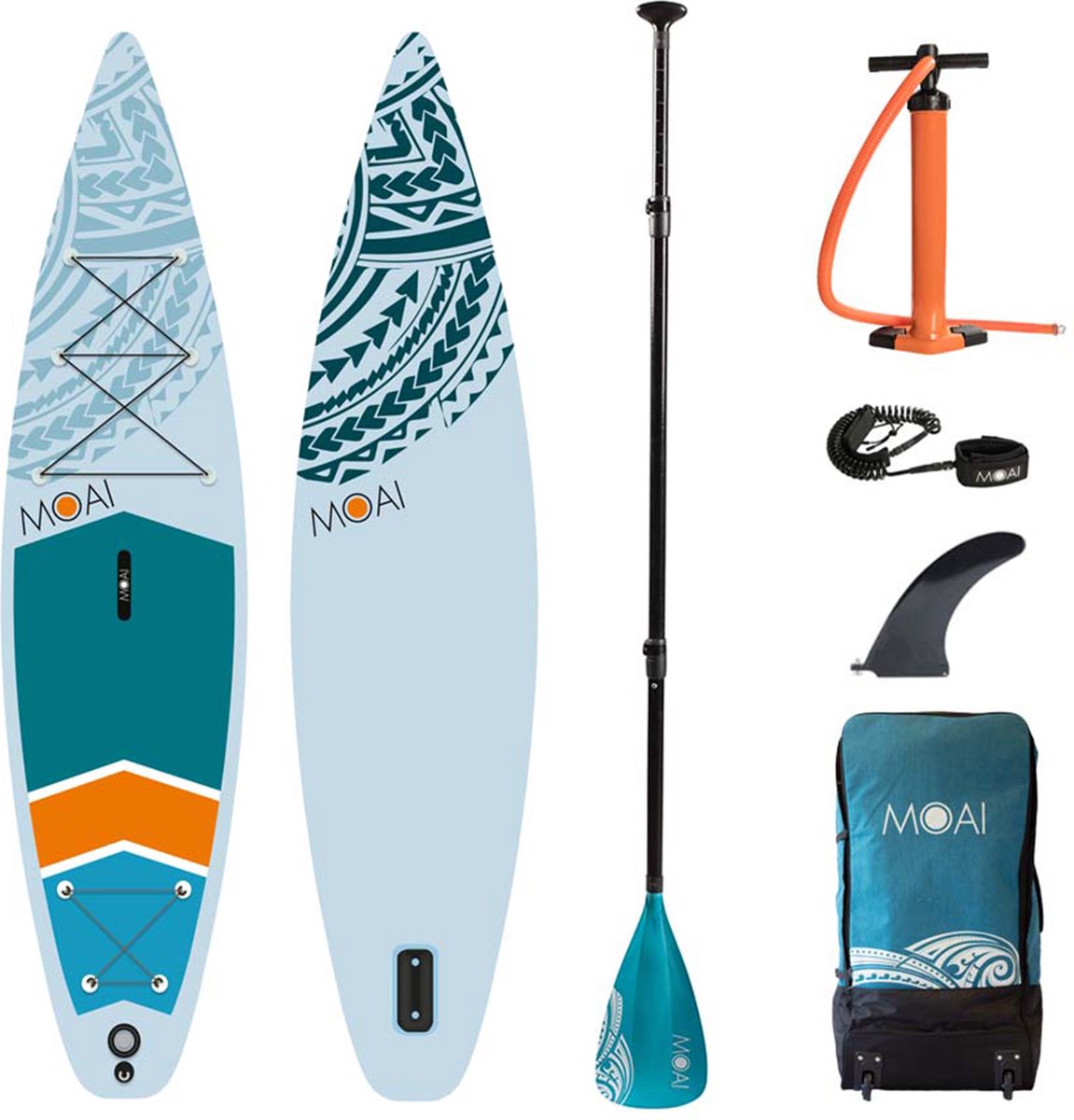 Moai -11'6"- Sup board - Compleet pakket- US Finbox- Fiberglass peddel