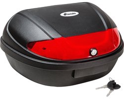 Luxiqo® Topkoffer voor Scooter – Scooter Koffer – Helmkoffer voor 2 Helmen – Motorkoffer – Top Case – Inclusief Reflector en Veiligheidsslot – 48 Liter – Zwart – 58 x 43 x 32 cm