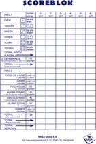 Yahtzee spel set compleet 1x Scoreblokken 250 vellen met 6 dobbelstenen en bekertje - Dobbelspellen - Familiespelletjes - Yahtzee score notitieblok