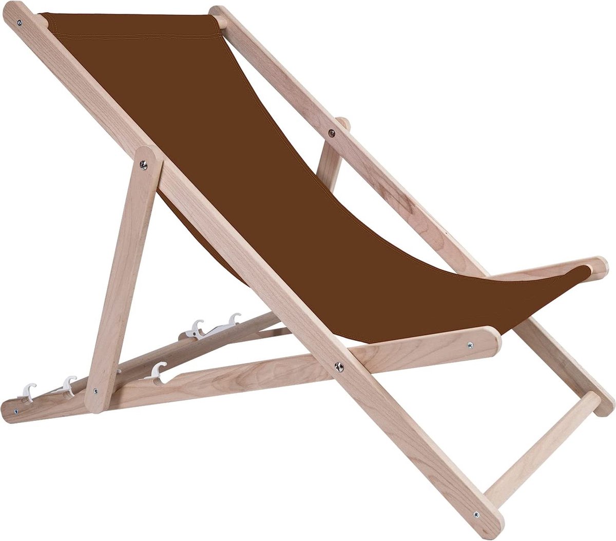 Strandstoel Holtaz Sam - Inklapbaar - Hout - Comfortabele zonnebed - ligbed met verstelbare lighoogte - donker bruin