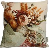 SVJ Home Decorations Droogbloemen Sierkussen - 45 x 45 cm - Fluweel - Beige