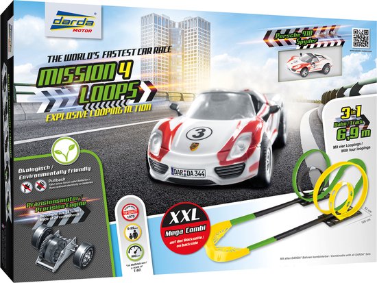 Darda Autobaan Mission 4 Loops Junior 690 Cm 19-delig