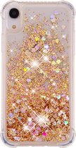 Peachy Bewegend Glitter Poeder Beschermend TPU iPhone XR hoesje - Goud Case