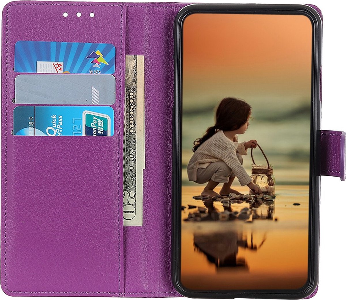 Peachy Wallet kunstleer hoesje geschikt voor iPhone 12 Pro Max - paars
