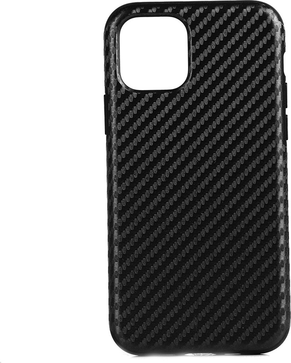 Peachy Carbon kunststof hoesje geschikt voor iPhone 12 en iPhone 12 Pro - zwart