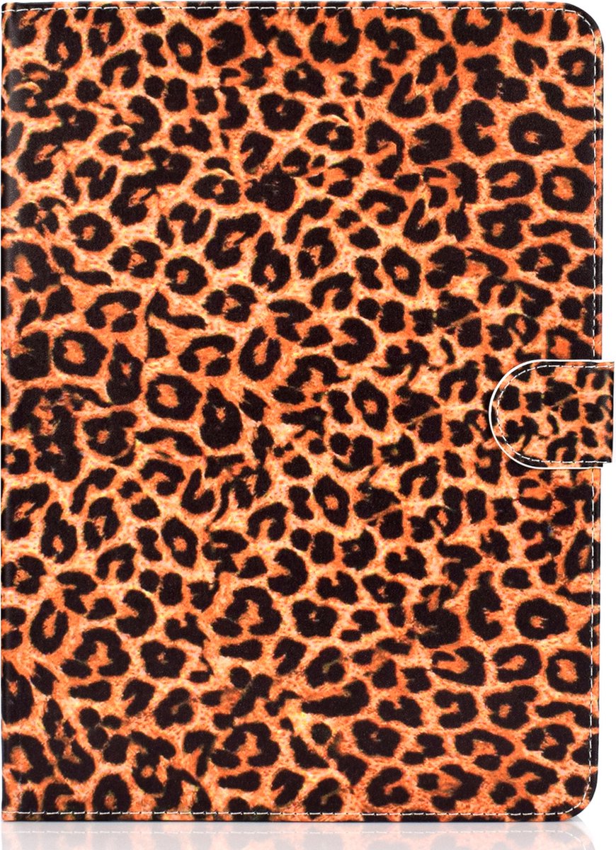 Peachy Hoes Case Wallet Portemonnee Luipaardprint geschikt voor iPad 10.2 inch, iPad Pro 10.5 en iPad Air 3 10.5 inch - Oranje Zwart Beige