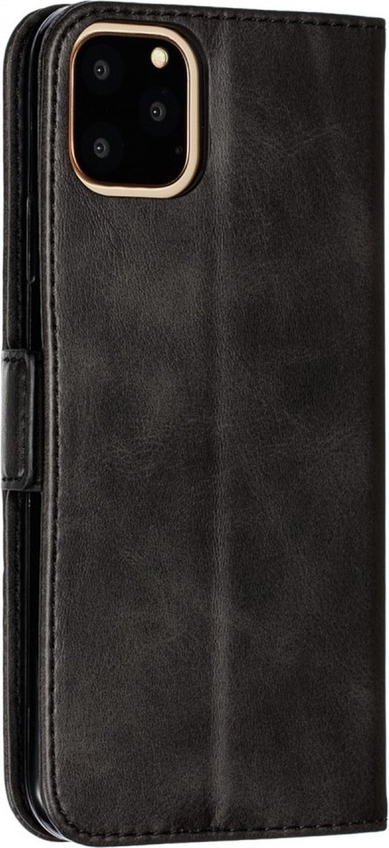 Peachy Leren Wallet Bookcase hoesje portemonnee geschikt voor iPhone 11 Pro Max - Zwart