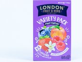 London Fruit & Herb Thee Variety Pack Fruit Fantasy – 20 zakjes Vruchtenthee – 5 * Strawberry & Vanilla, Raspberry, Blueberry en Peach Paradise