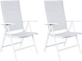 Set - Lot de 2 fauteuils de jardin ORION avec accoudoirs - 2 chaises de jardin - Pliables - Chaises Chaises pliantes - Fauteuil Multi-positions - Dossier haut - Réglable 7 positions - Aluminium - Textilène - Wit