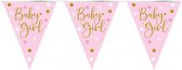 Vlaggenlijn geboorte meisje - Vlaggetjes - Gender reveal - Babyshower - Versiering - Decoratie - Folie - roze
