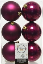 6x stuks kunststof kerstballen framboos roze (magnolia) 8 cm - Mat/glans - Onbreekbare plastic kerstballen