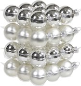 36x Zilveren glazen kerstballen 4 cm - mat/glans - Kerstboomversiering zilver