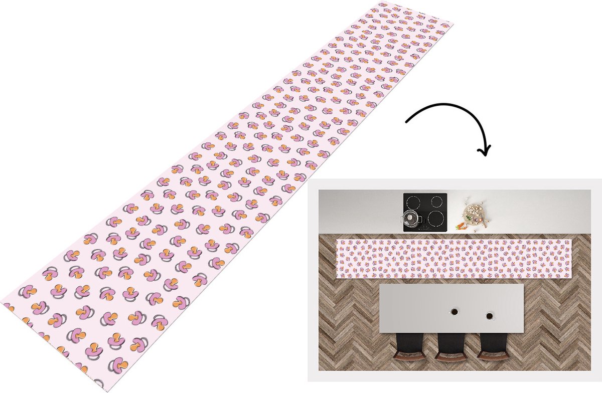 Keukenloper - Keukenmat - Speen - Patronen - Roze - 360x60 cm - Keuken vloerkleed