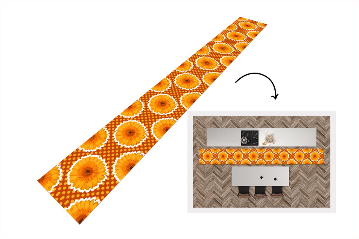 KitchenYeah Keukenloper - Keukenmat - Bloemen - Stippen - Vintage - Patroon - 480x60 cm - Keuken vloerkleed Multicolor
