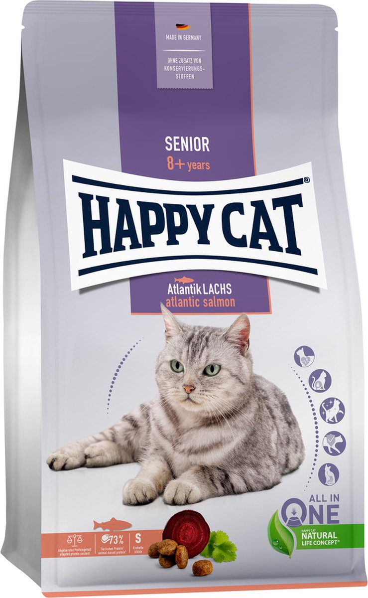 Happy Cat Senior Kattenvoer – Zalm – 4 kg