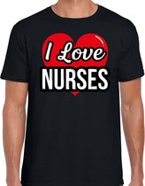 I love nurses verkleed t-shirt zwart - heren - Verkleed outfit / kleding S
