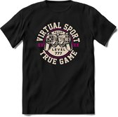 Virtual Sport | Gaming kado T-Shirt heren - dames | Wit-Roze | Perfect game pc cadeau shirt | Grappige console spreuken - zinnen - teksten Maat 3XL