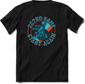 Retro game | Gaming kado T-Shirt heren - dames | Blauw-Oranje | Perfect game pc cadeau shirt | Grappige console spreuken - zinnen - teksten Maat XL