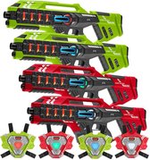Light Battle Connect Mega Blasters - 4 Laserguns + 4 lasergame vesten - Met unieke anti-cheat functie tegen valsspelen - lasergame set voor 4 spelers