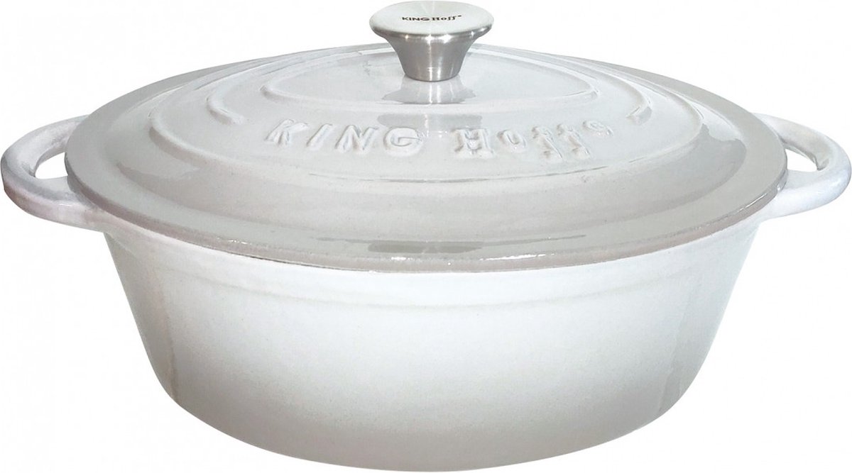 Kinghoff 1613 - gietijzeren braadpan - ovaal - 33cm - 6,2L - Grijs - emaille