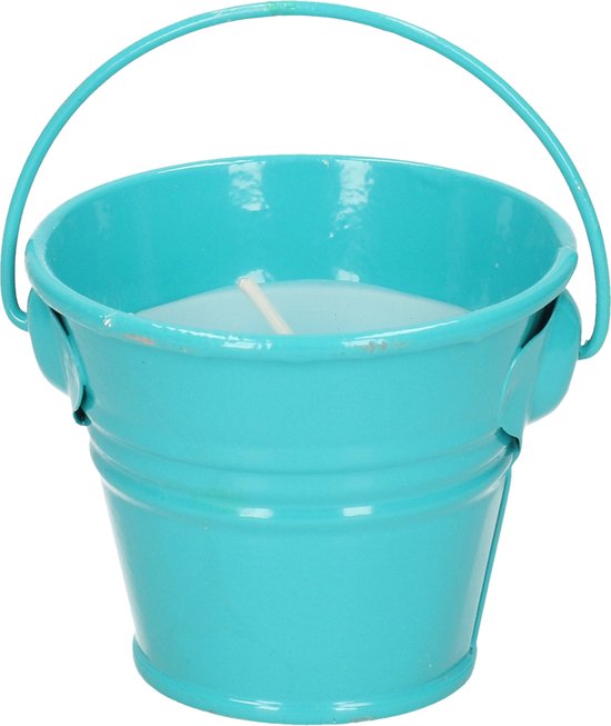 Decoris Citronella kaarsen - in zink potje - set 3x - blauw - 5 branduren