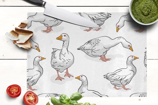 Planche à découper en Verres - 39x28 - Motif - Vogel - Oie - Planches à découper en Glas