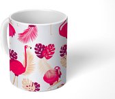 Mok - Koffiemok - Patronen - Flamingo - Planten - Mokken - 350 ML - Beker - Koffiemokken - Theemok