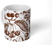 Mok - Koffiemok - Kersen - Kersenbloesem - Patroon - Mokken - 350 ML - Beker - Koffiemokken - Theemok