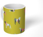 Mok - Koffiemok - Patronen - Hond - Geel - Jongens - Meisjes - Kinderen - Kindje - Mokken - 350 ML - Beker - Koffiemokken - Theemok