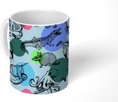 Mok - Koffiemok - Patroon - Dieren - Stippen - Mokken - 350 ML - Beker - Koffiemokken - Theemok