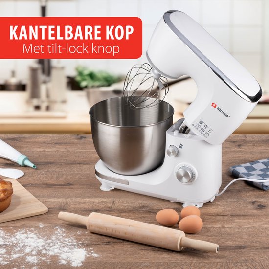 alpina Keukenmachine - Keukenrobot - 5L RVS Mengkom - 3 Accessoires - Wit van Alpina — afbeelding 3