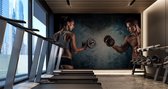 Fotobehang Gespierde Man Een Atletische Vrouw - Vliesbehang - 300 x 210 cm