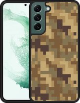 Galaxy S22+ Hardcase hoesje Pixel Camouflage Brown - Designed by Cazy