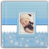 Fotoboek/fotoalbum Cinzia baby jongetje met 30 paginas blauw - 31 x 31 x 3 cm - Babyfotos - Babyalbum