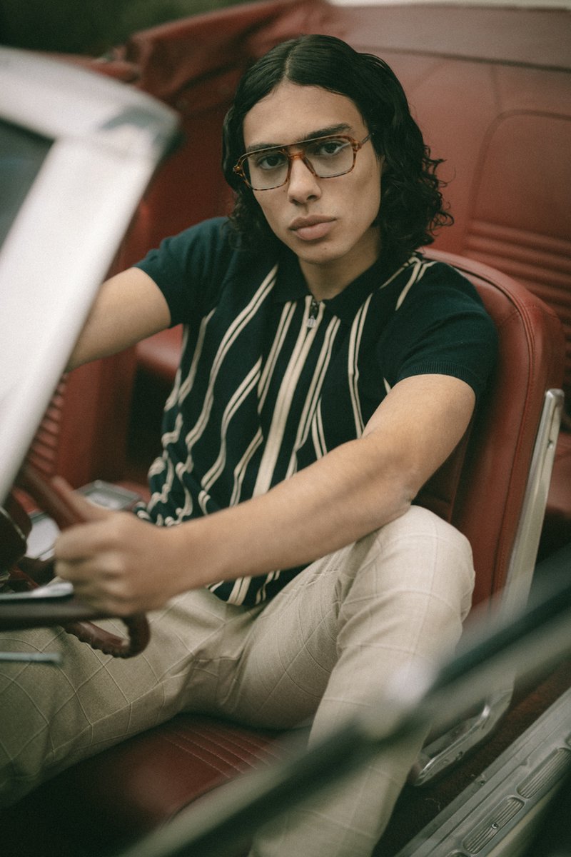 BRANDY Pullover met korte mouwen, ritssluiting en multi strepen