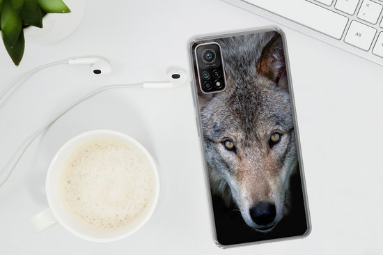 Xiaomi Mi 10T 5G - Loup - Portrait - Zwart - Coque de téléphone en Siliconen