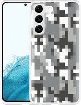 Galaxy S22 Hoesje Pixel Camouflage Grey - Designed by Cazy