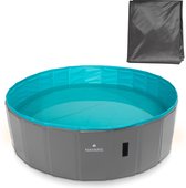 Navaris opvouwbaar hondenzwembad van plastic - Geen pomp nodig en met afvoer - Voor grote en kleine honden - 120 x 30 cm - In diverse kleuren en maten