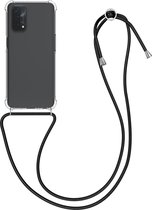 kwmobile telefoonhoesje compatibel met Oppo A74 (5G) / A54 (5G) - Hoesje met koord - Back cover in transparant / zwart