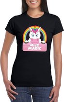 Miss Magic de eenhoorn t-shirt zwart voor dames - eenhoorns shirt XS