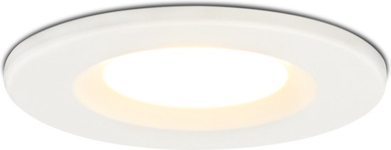Foto: Hoftronic venezia led inbouwspot wit ip65 waterdicht dimbaar 6 watt 600 lumen met lichtbron 2700k warm wit licht zaagmaat 65mm inbouwdiepte 45mm geschikt voor badkamer woonkamer veranda en carport 3 jaar garantie