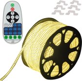 LED Strip Warm wit - 10 meter in een ROL - 220V - 2835SMD - 180L/M - IP65 - Met IR 23 knops afstandsbediening