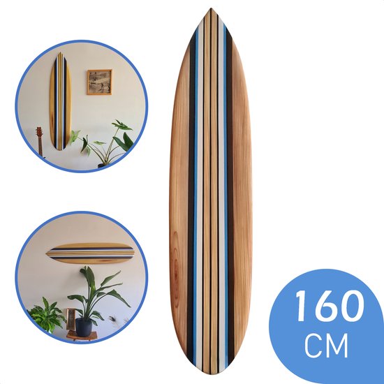 Tidez Surfplank Decoratie Houten Surfplank - Surfboard Decoratie - Bluebird 160cm | bol.com