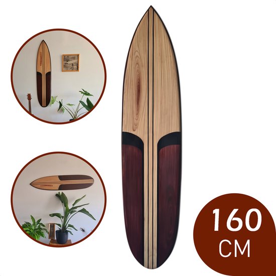 Tidez Décoration Planche de Surf - Planche de Surf en Bois - Décoration Planche de Surf - Rail Rouge 160cm