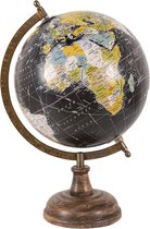 Clayre & Eef Wereldbol 22x33 cm Zwart Hout Ijzer Globe