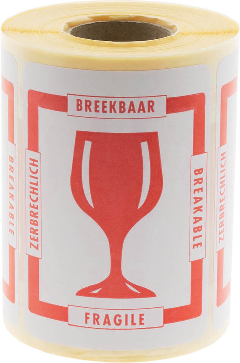 500x Etiket 'Breekbaar' 4 talen