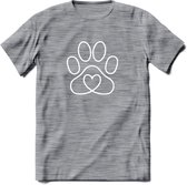 Love Paw - Katten T-Shirt Kleding Cadeau | Dames - Heren - Unisex | Kat / Dieren shirt | Grappig Verjaardag kado | Tshirt Met Print | - Donker Grijs - Gemaleerd - XXL