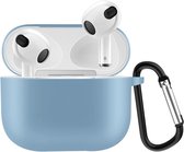 Lunso - Softcase cover hoes - Geschikt voor AirPods 3 - Lichtblauw